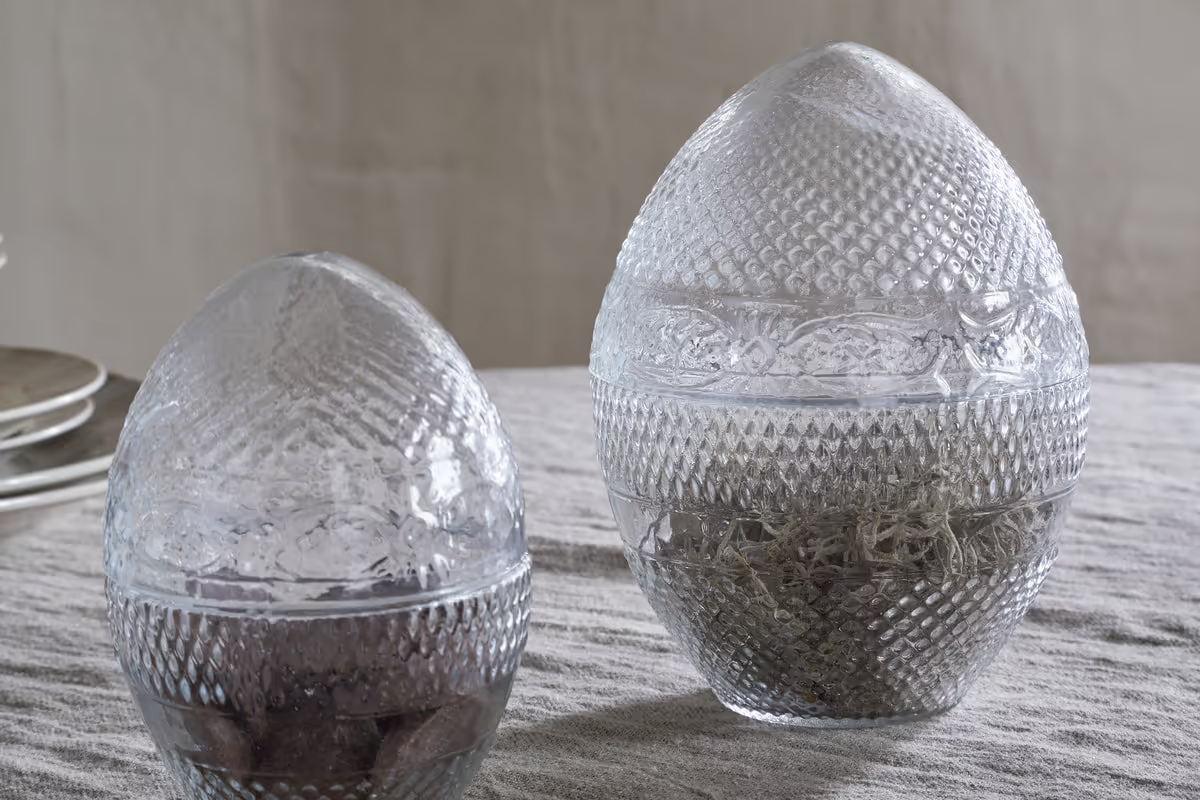 Nkuku - Essan Recycled Glass Opening Egg - Clear - Small