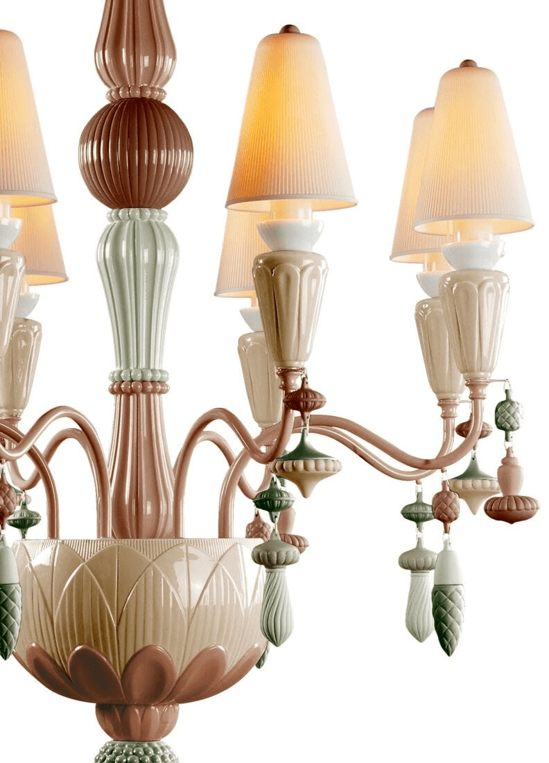 Lladró - Ivy and Seed 8 Lights Chandelier - Spices showcasing porcelain design with organic shapes and elegant lighting.