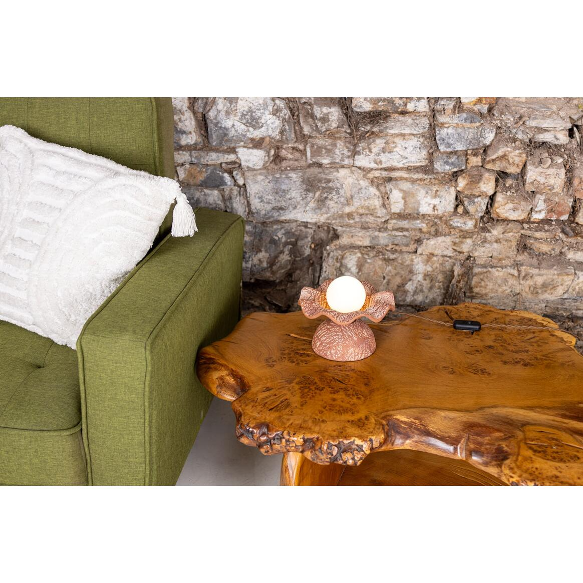 Mullan Rivale Table Lamp with Wavy Ceramic Shade Red Iron - Antique Brass Finish