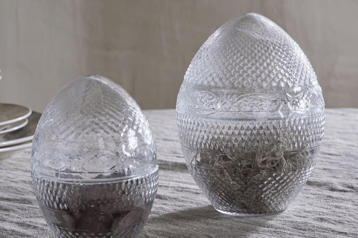 Nkuku - Essan Recycled Glass Opening Egg - Clear - Large