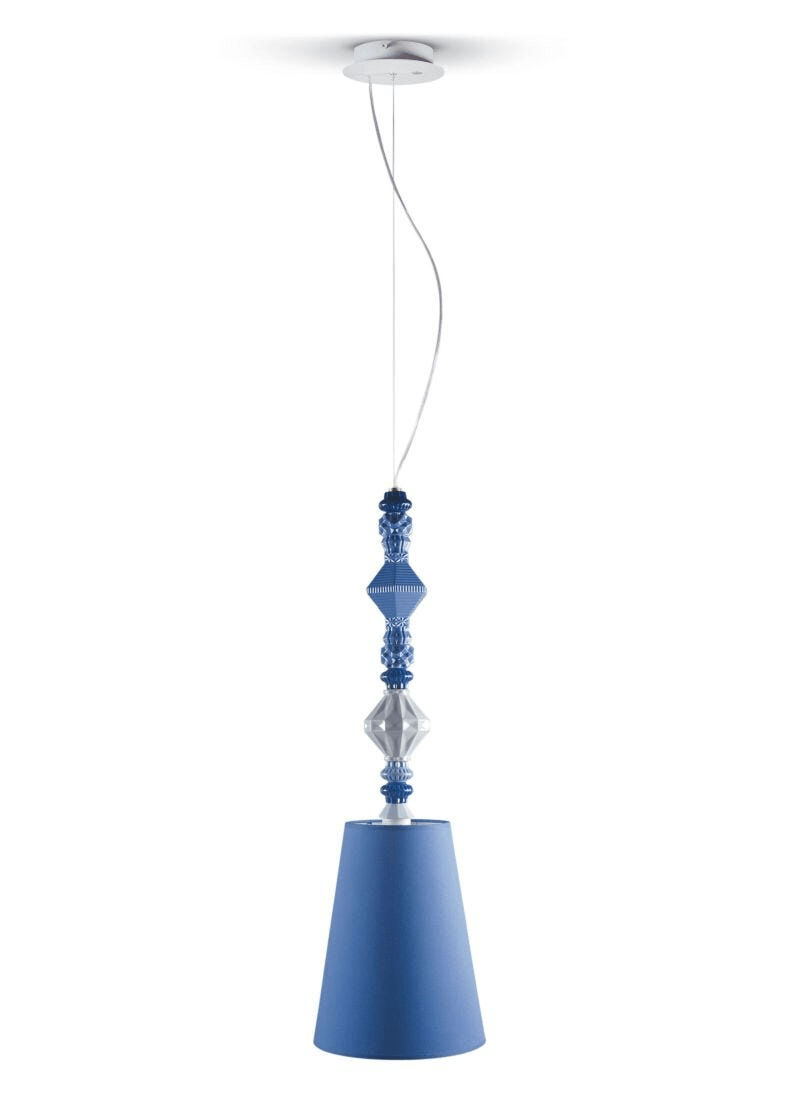 Lladró - Belle de Nuit Pendant Light II - Blue showcasing elegant porcelain design and captivating blue tones.