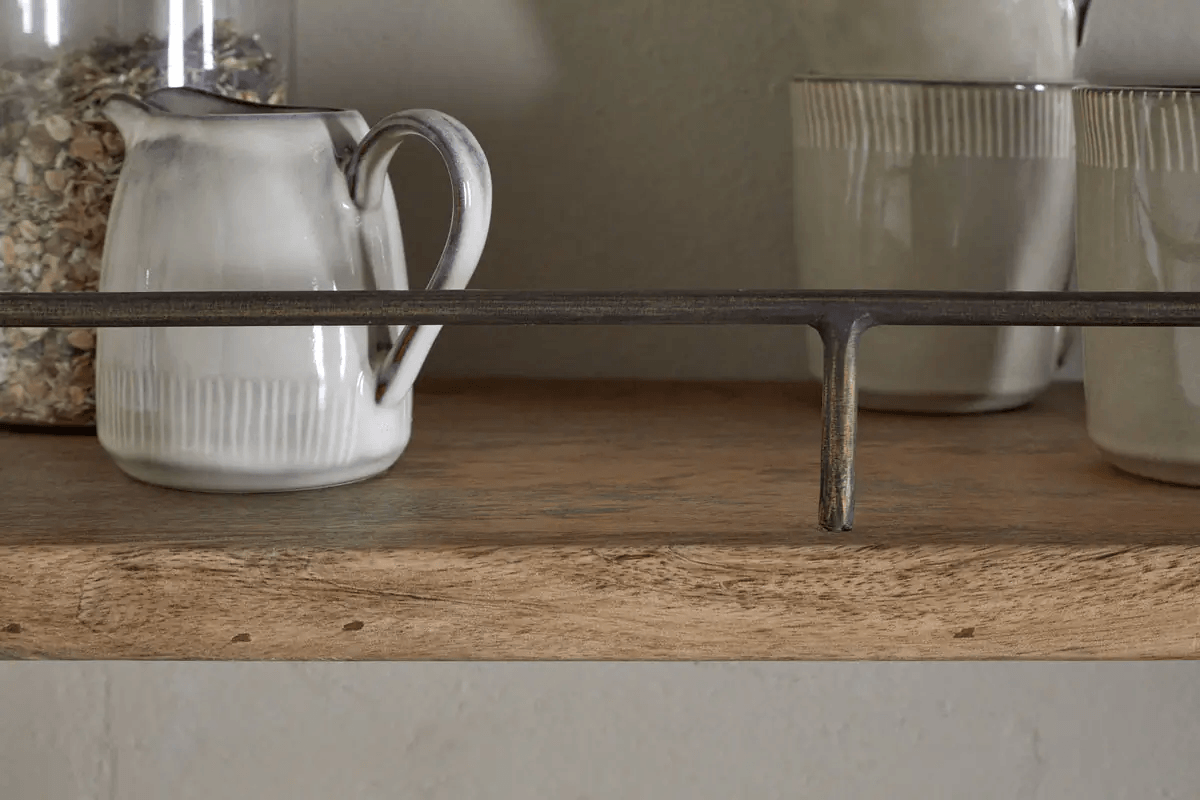 Nkuku - Meera Mango Wood & Iron Gallery Shelf - Natural - Small