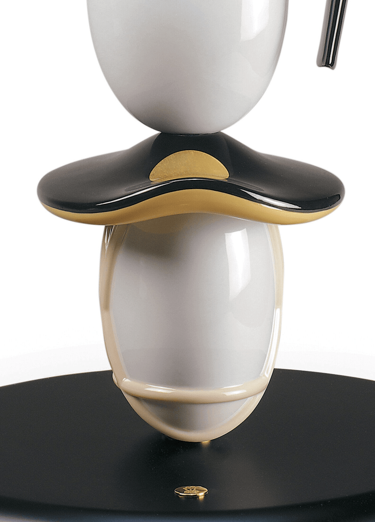 Lladró - Hairstyle Table Lamp (H/I/M) featuring elegant black, white, and gold porcelain design.