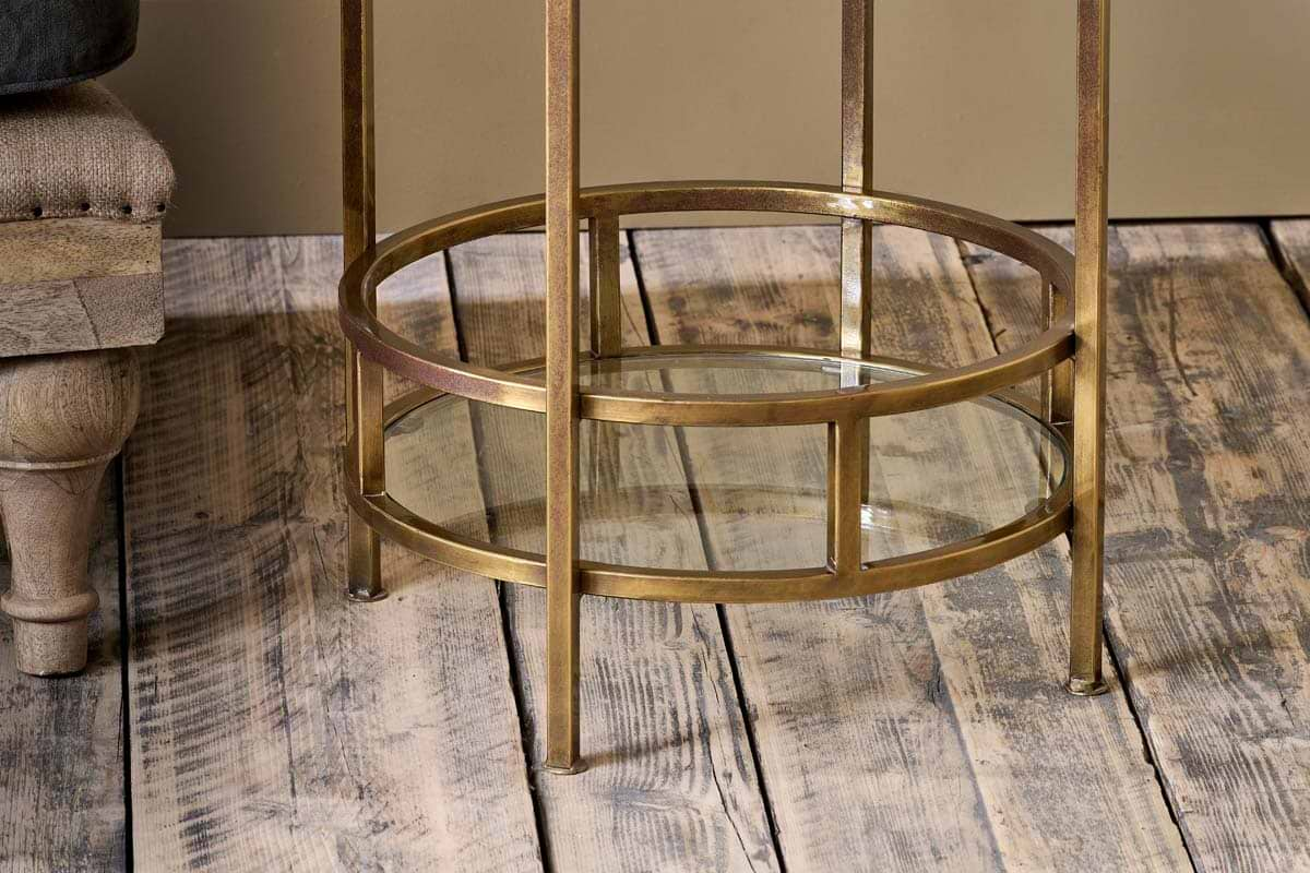 Nkuku - Nakuru Iron & Glass Drinks Table - Brass