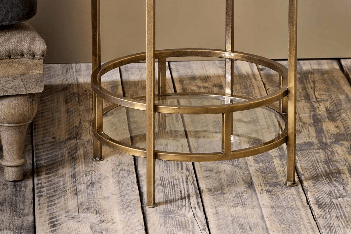Nkuku - Nakuru Iron & Glass Drinks Table - Brass