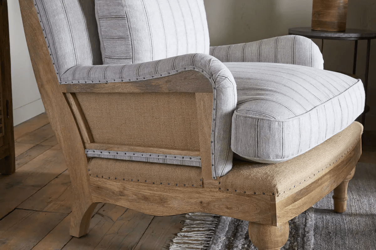 Nkuku - Abe Deconstructed Linen Armchair - Stripe - Natural