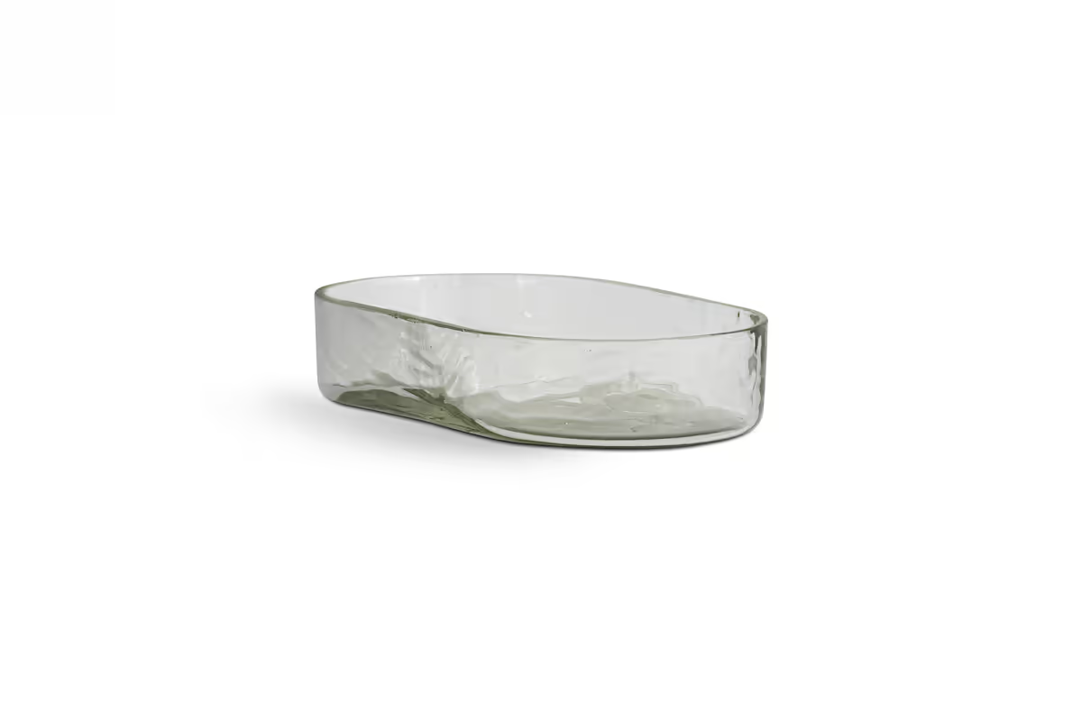 Nkuku - Ilcoso Recycled Hammered Glass Soap Dish - Clear