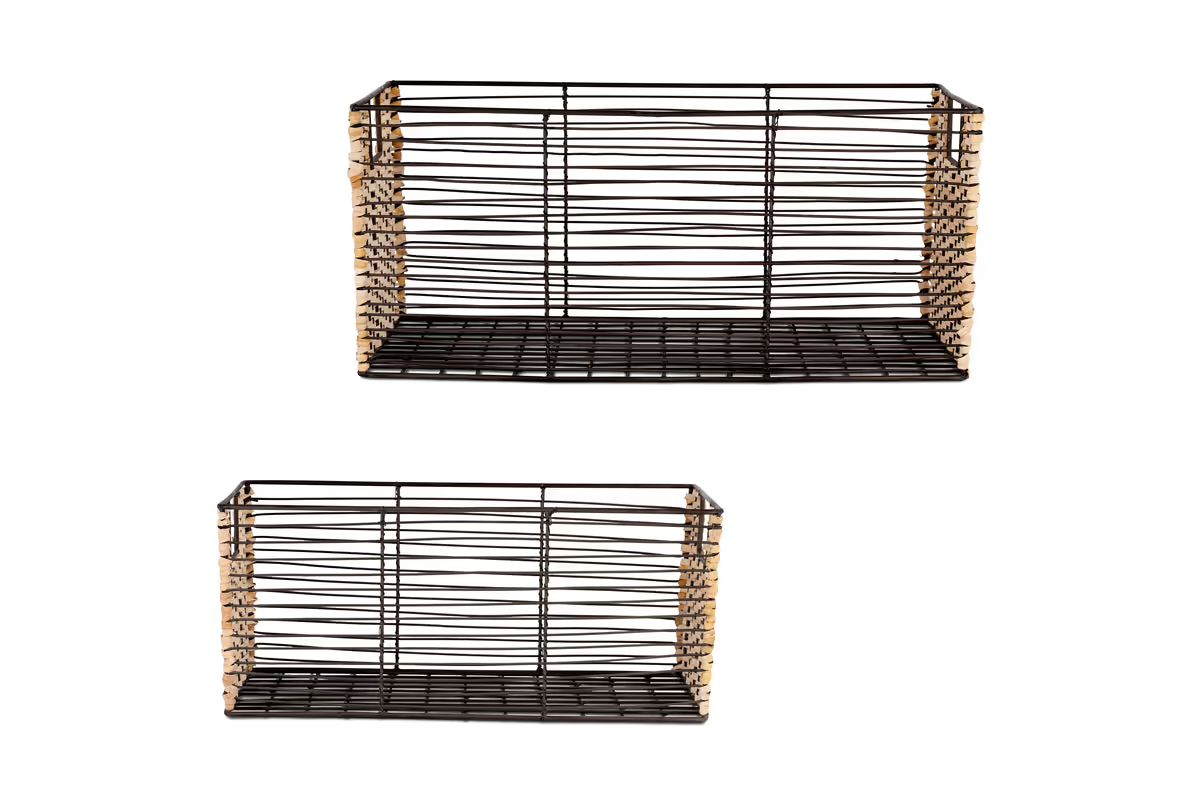 Nkuku - Montali Iron & Rattan Storage Baskets - Natural