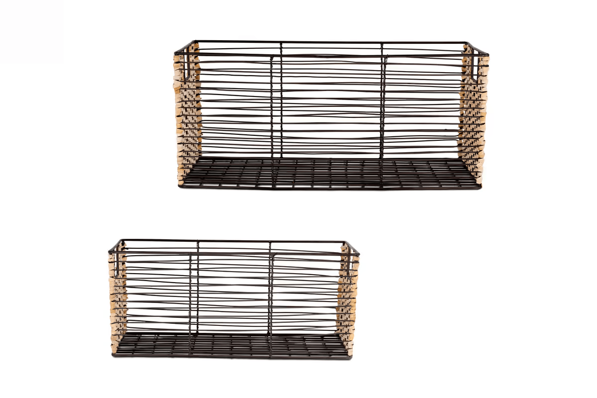 Nkuku - Montali Iron & Rattan Storage Baskets - Natural
