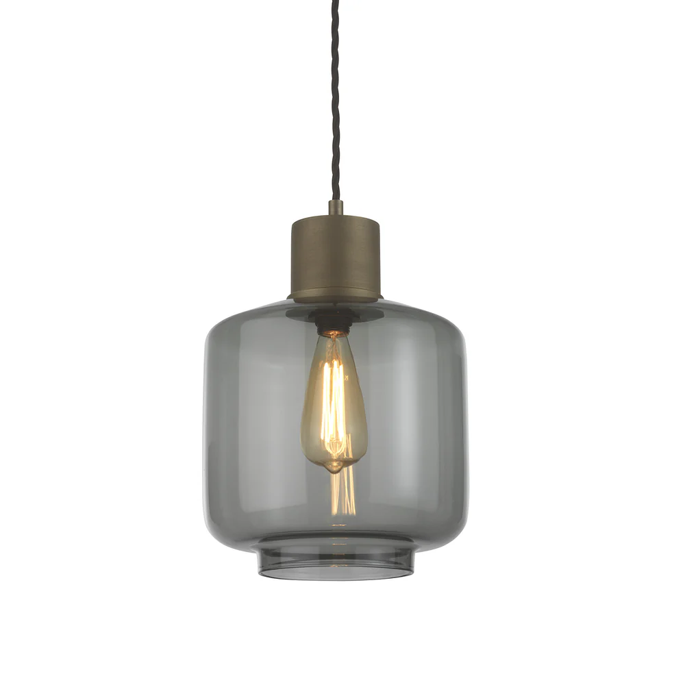 Northern Light - Warner Pendant Ceiling Lights - Smoke Brass Medium Finish - Smoke Glass Shade