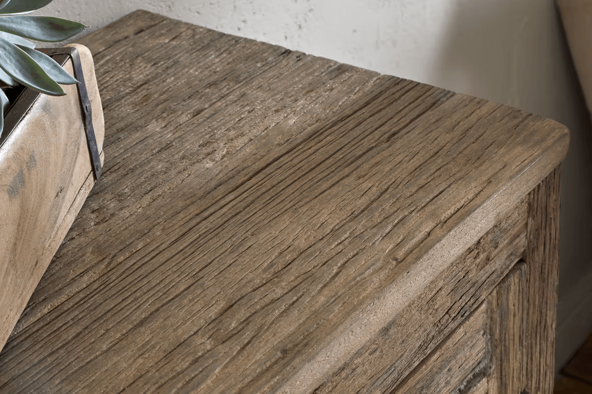 Nkuku - Ibo Reclaimed Wood Slatted Low Cabinet - Natural