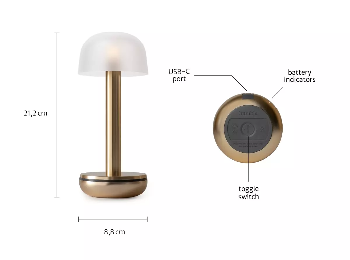 Humble Lights - Two Table Light Gold Glass Smoked