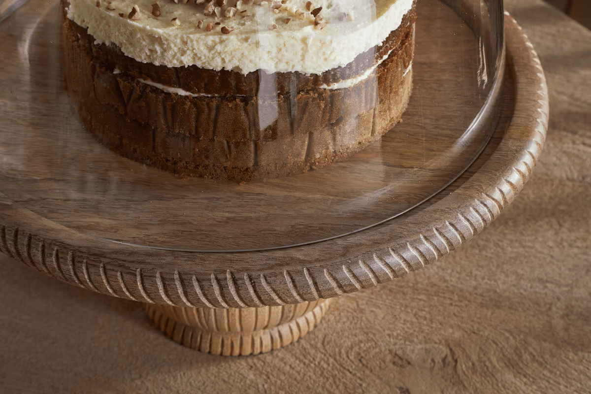 Nkuku - Vivan Glass Cake Stand & Dome - Natural
