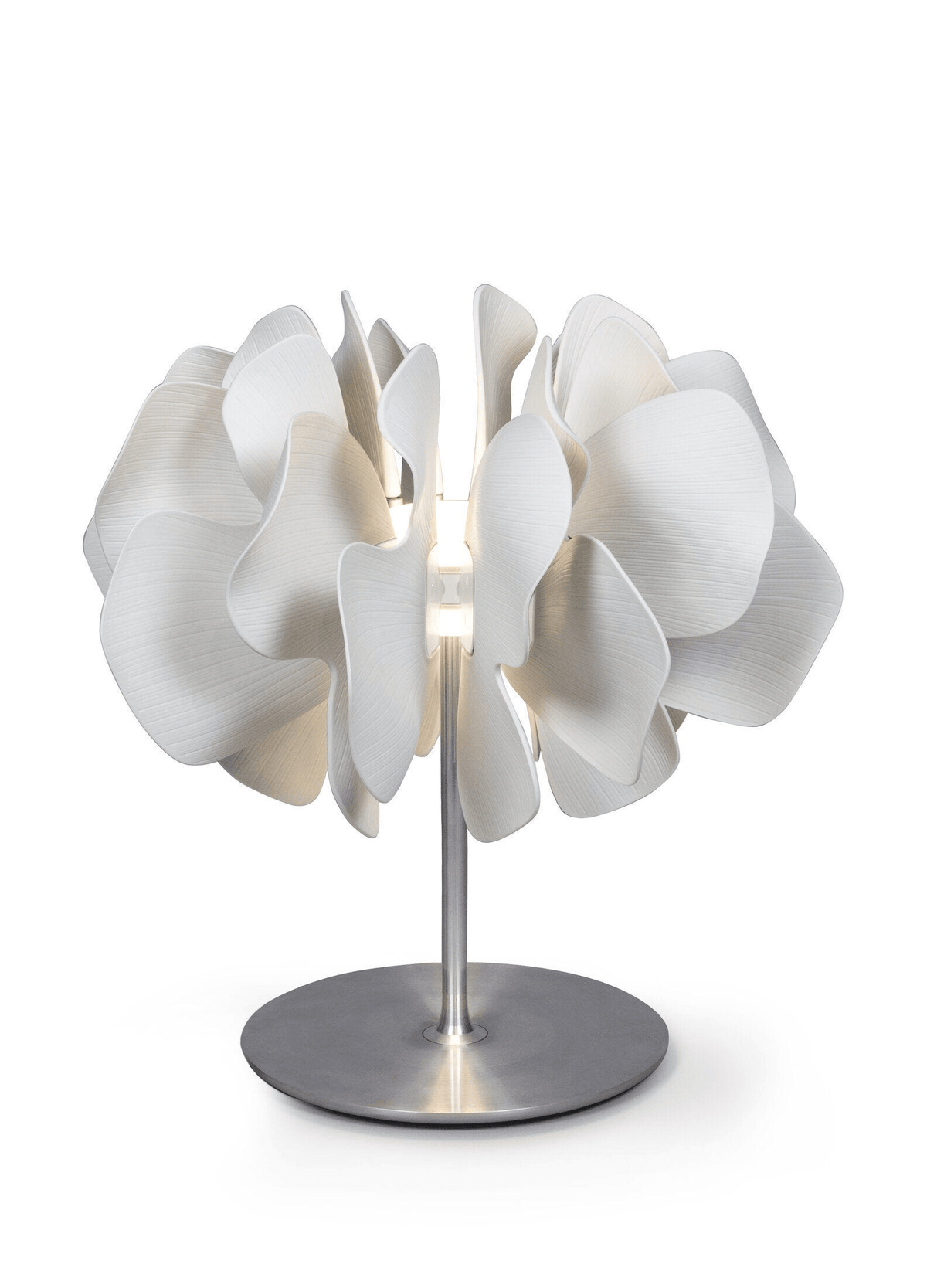 Lladró - Nightbloom Table Lamp - White. A handcrafted Porcelain Lladro lamp with organic petals.