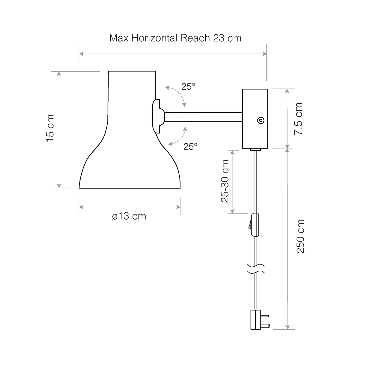 Anglepoise Light - Type 75 Mini Wall Light with Cable Margaret Howell Edition Saxon Blue - Saxon Blue Finish - Aluminium Shade