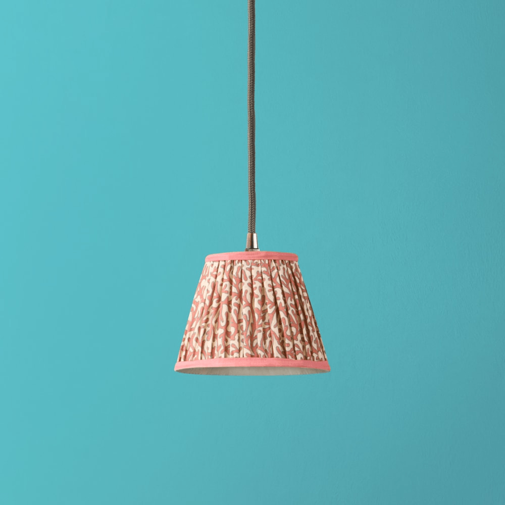 Pooky - Pendant Light Shade - 18cm - Red Aqua Tuffley Gathered Cotton