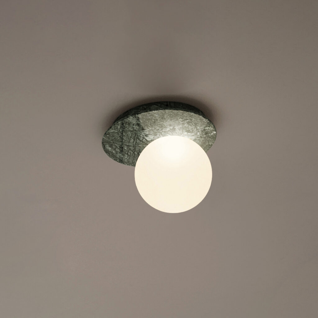 Contardi Emma Ceiling Lamp - White Calacatta Marble Frame - Opal White Global 160mm Diffuser