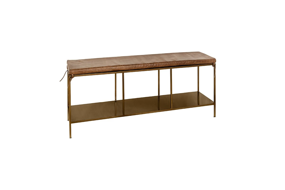 Nkuku - Mahi Iron & Leather Bench