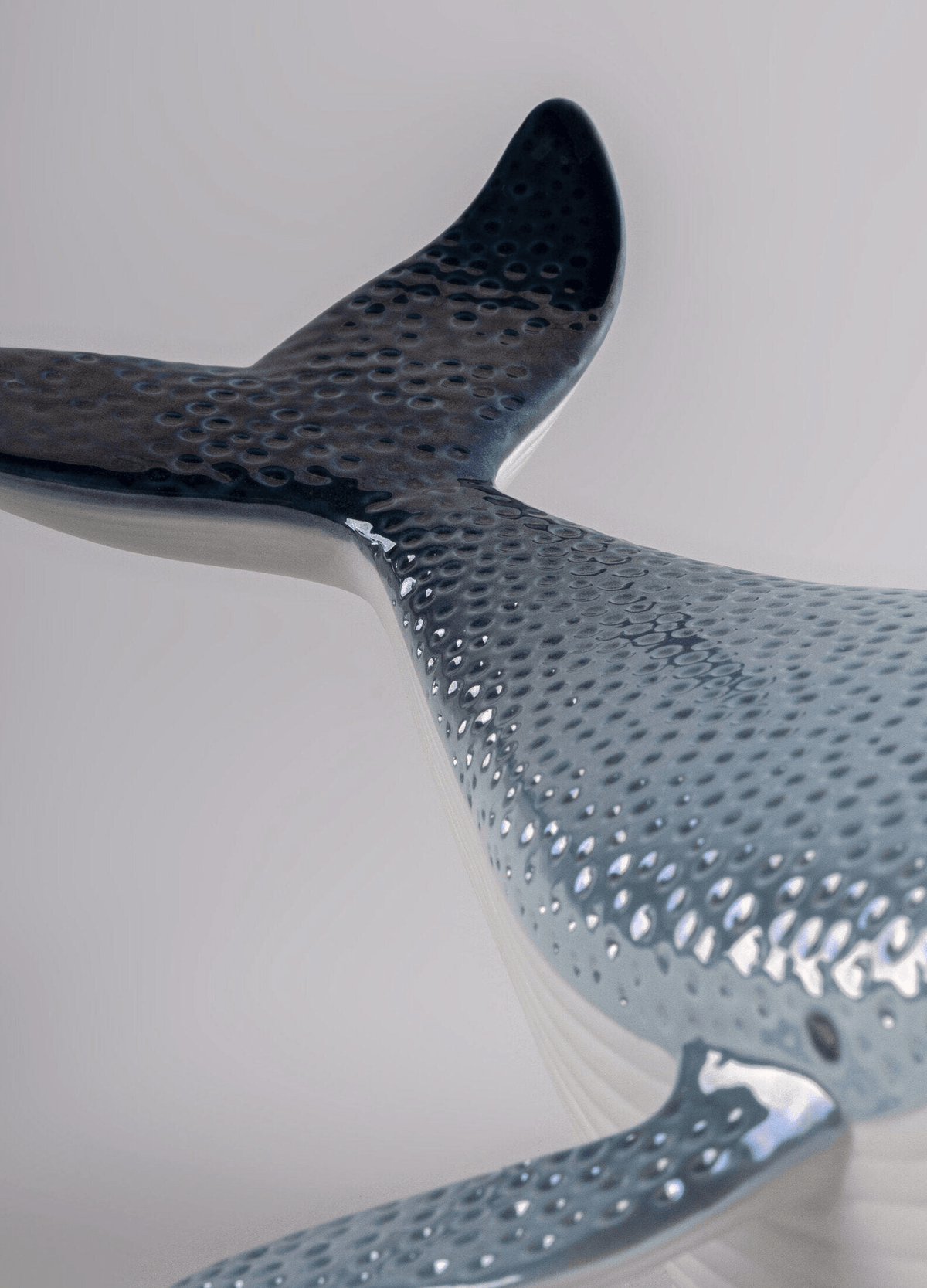 Lladró - Little Whale porcelain figurine tail in blue and white glossy finish.