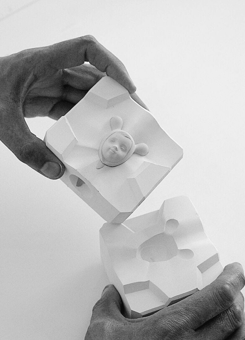 Lladró - The Family Portrait Sculpture being crafted from porcelain molds by skilled hands.