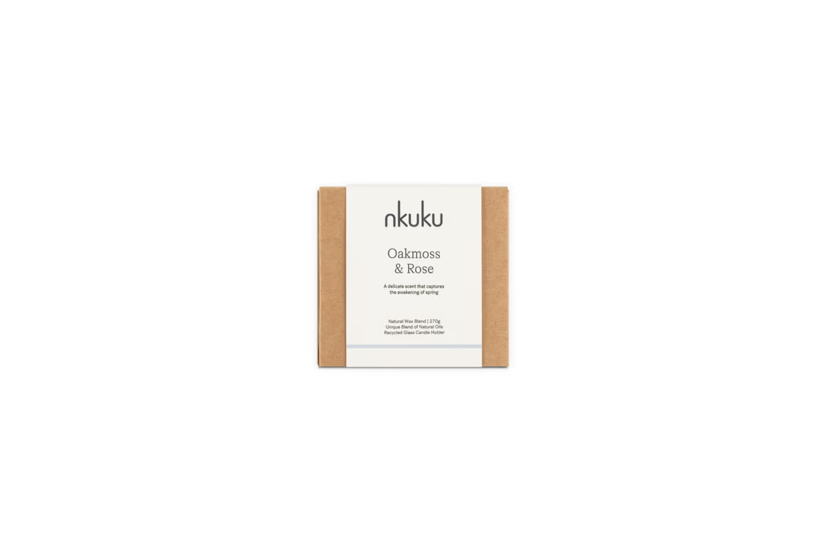 Nkuku - Oakmoss & Rose 1 Wick Scented Candle - Yellow