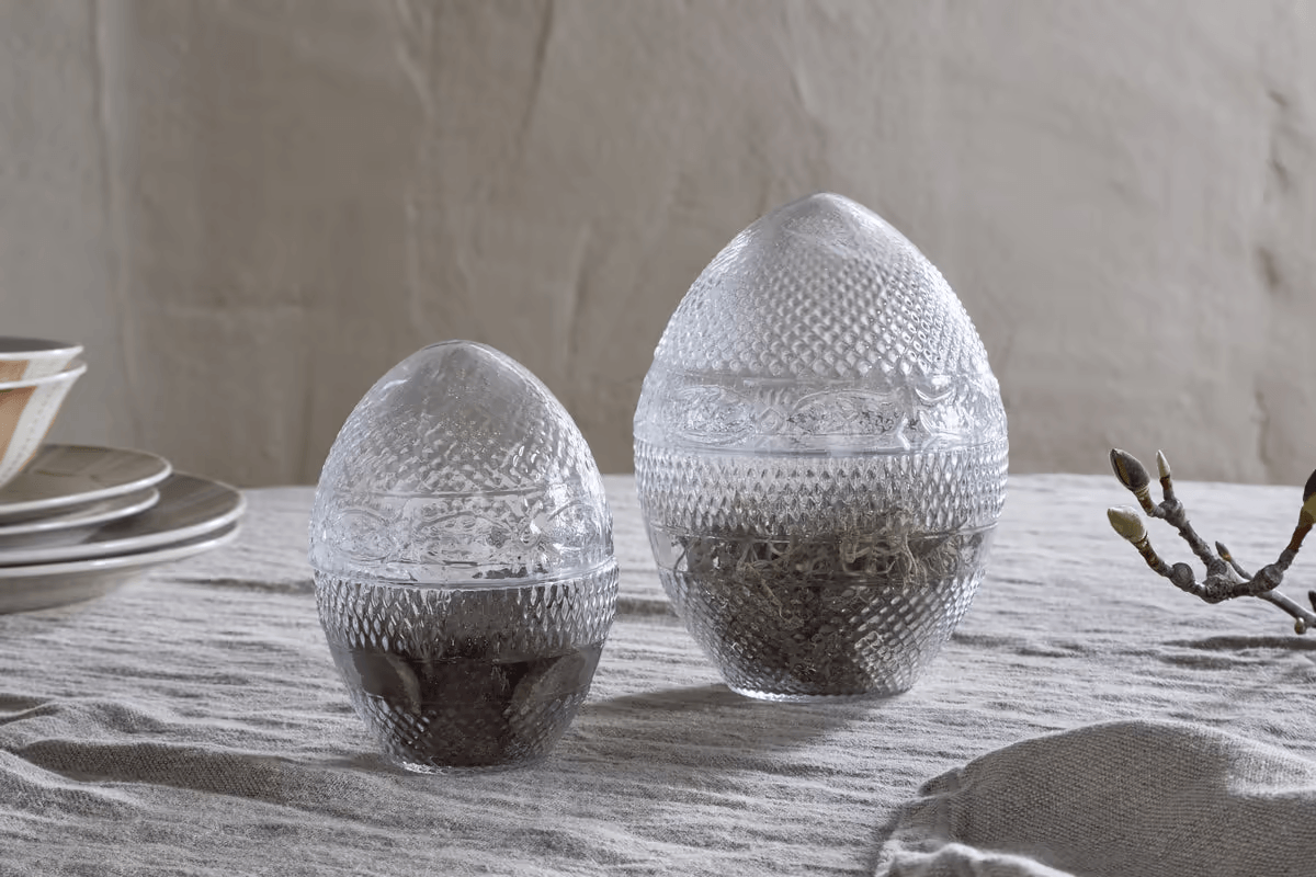 Nkuku - Essan Recycled Glass Opening Egg - Clear - Large