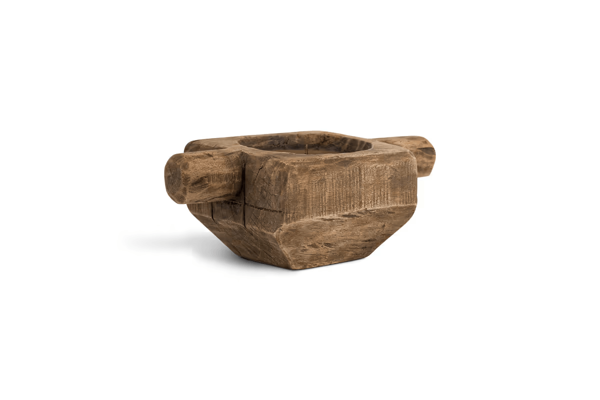 Nkuku - Apu Reclaimed Wood Traditional Candle Holder - Natural
