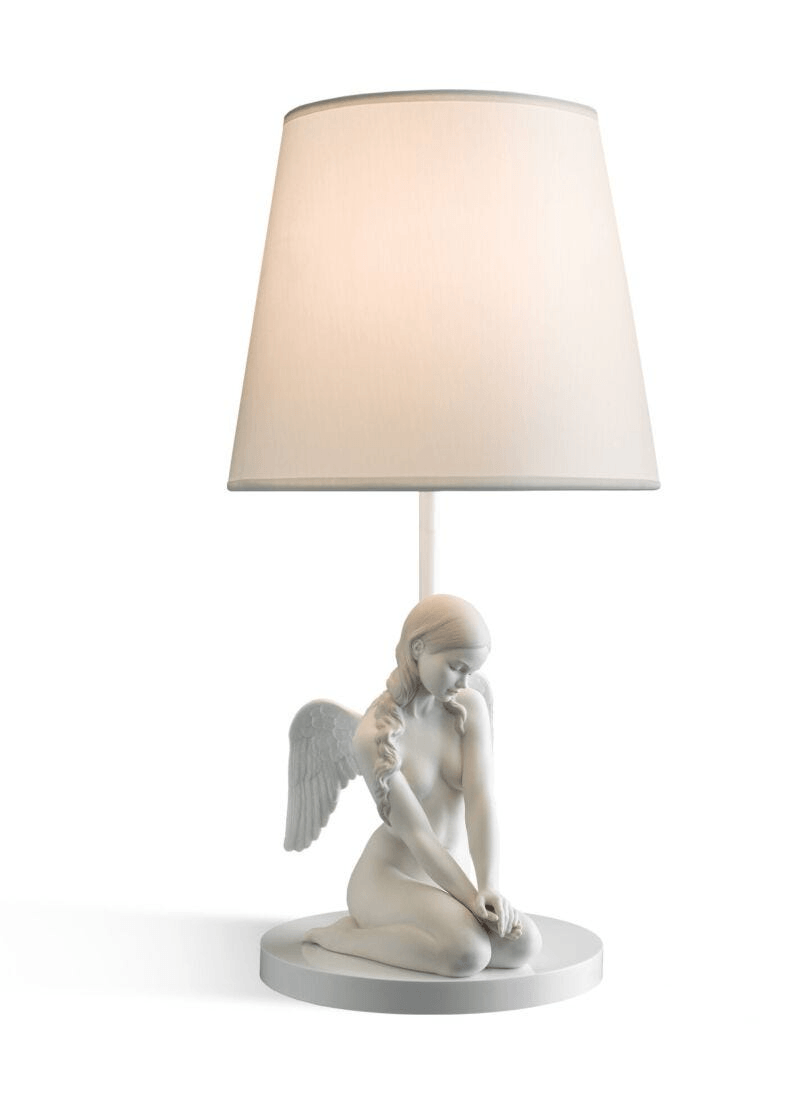 Lladró - Beautiful Angel Table Lamp showcasing a porcelain angel design with a soft white shade.