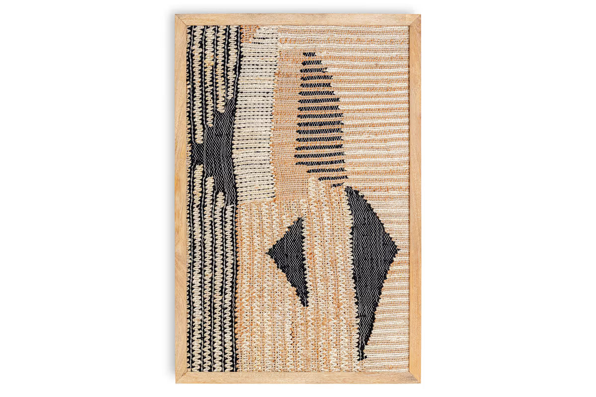 Nkuku - Birala Large Textured Wall Art - Natural & Dark Blue