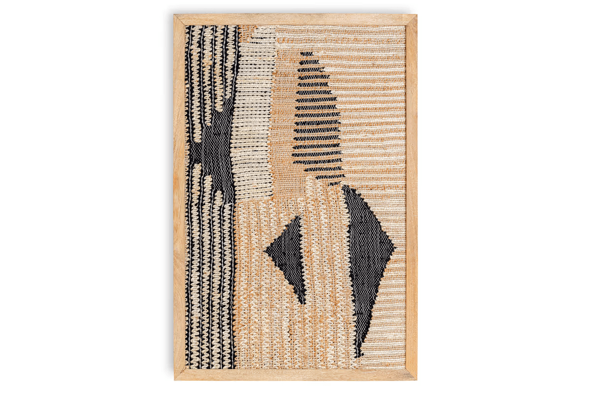 Nkuku - Birala Large Textured Wall Art - Natural & Dark Blue