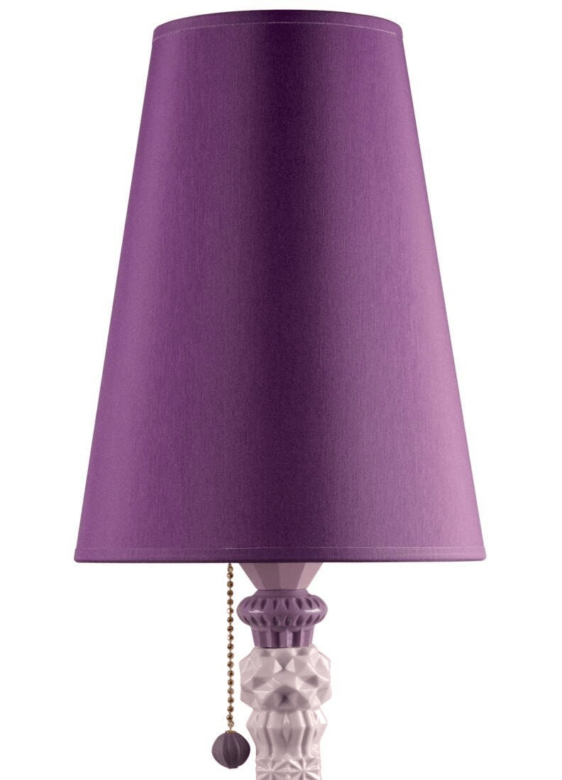 Lladró - Belle de Nuit Table lamp - Pink with a stylish purple shade and decorative porcelain base.