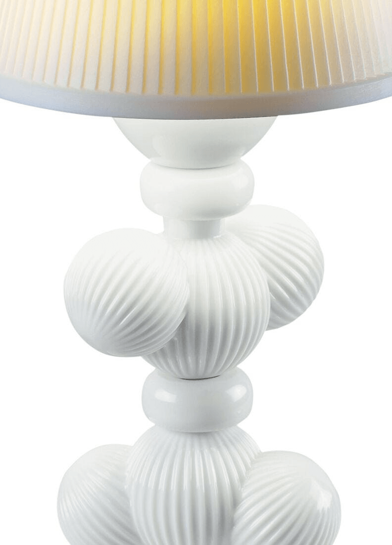 Lladró - Cactus Firefly Table Lamp - White, elegant porcelain lamp featuring textured round details.