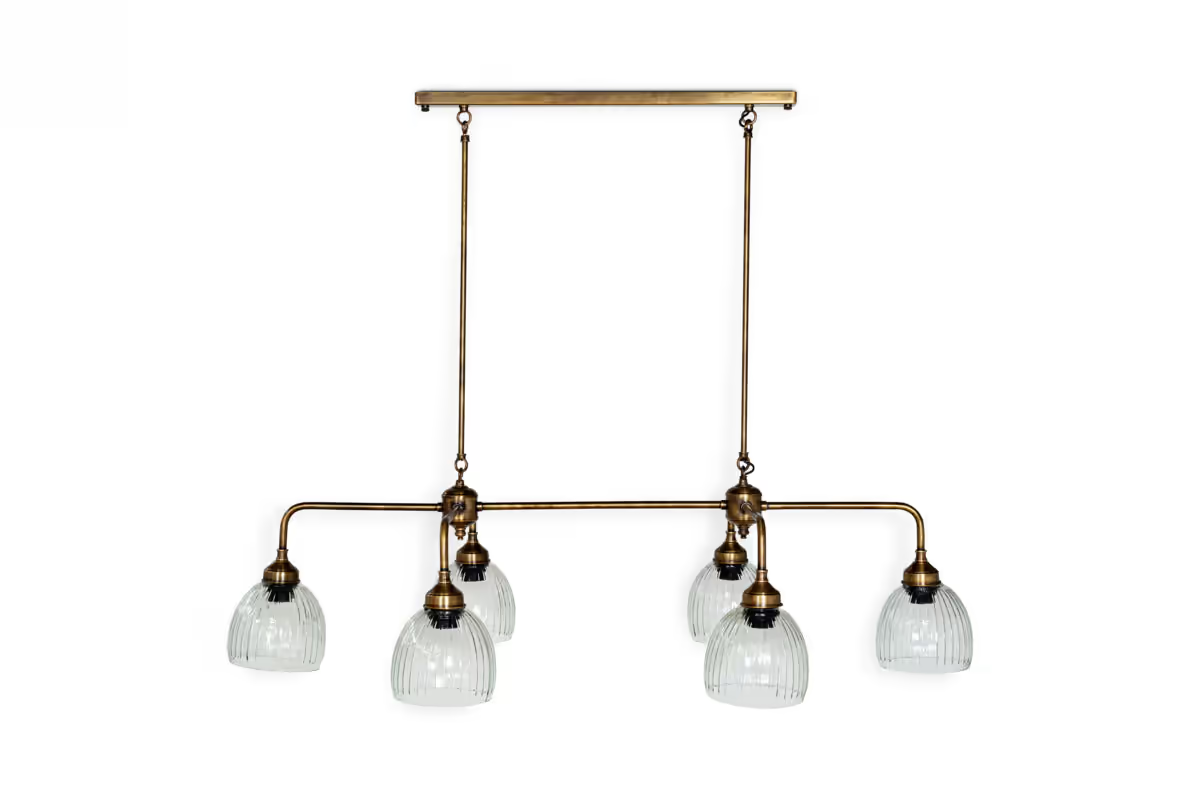 Nkuku - Kakira Chandelier Pendant - Antique Brass & Clear
