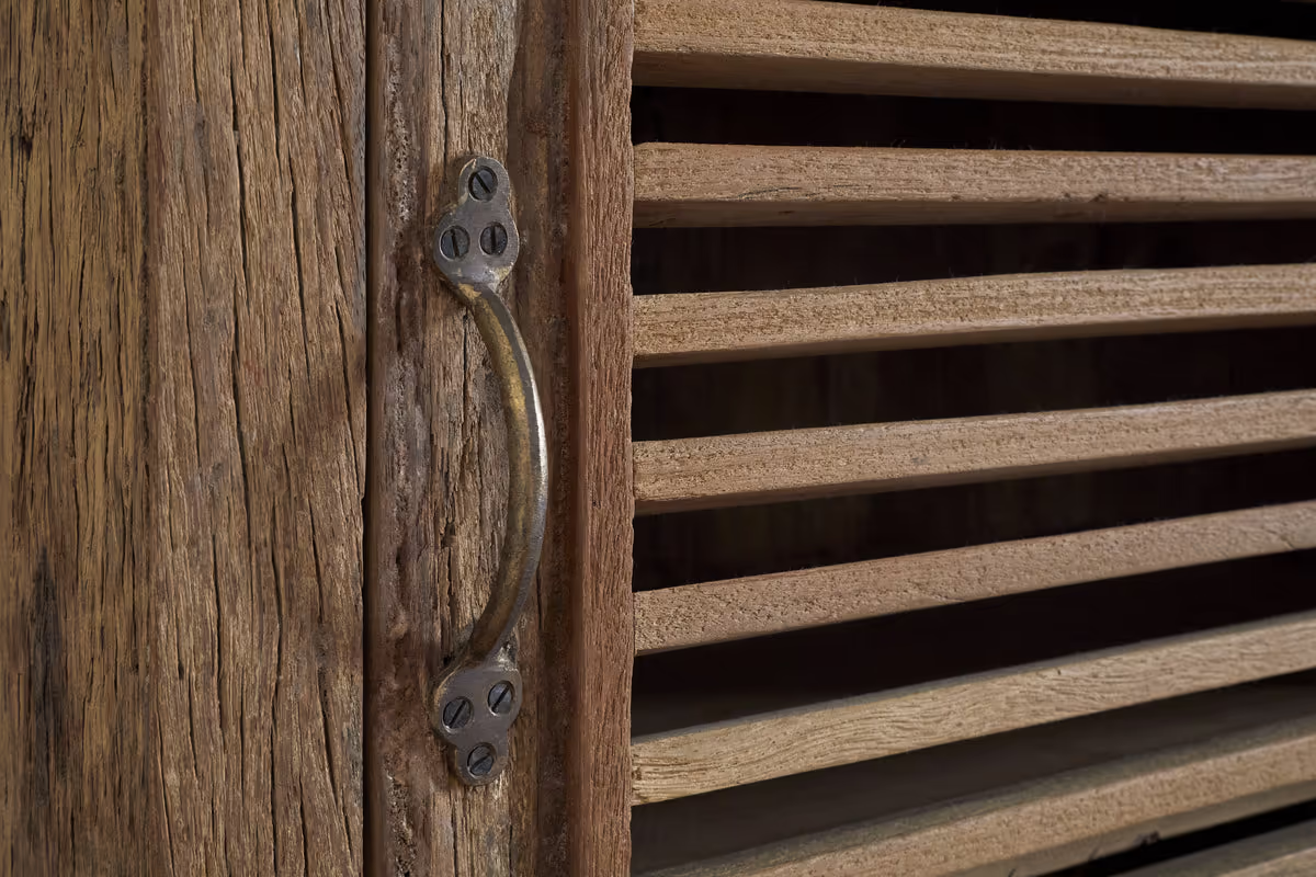 Nkuku - Ibo Reclaimed Wood Slatted Low Cabinet - Natural