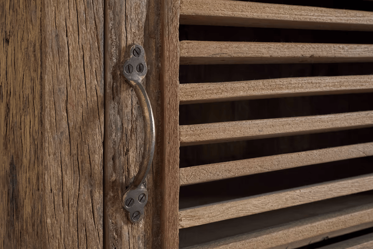 Nkuku - Ibo Reclaimed Wood Slatted Low Cabinet - Natural