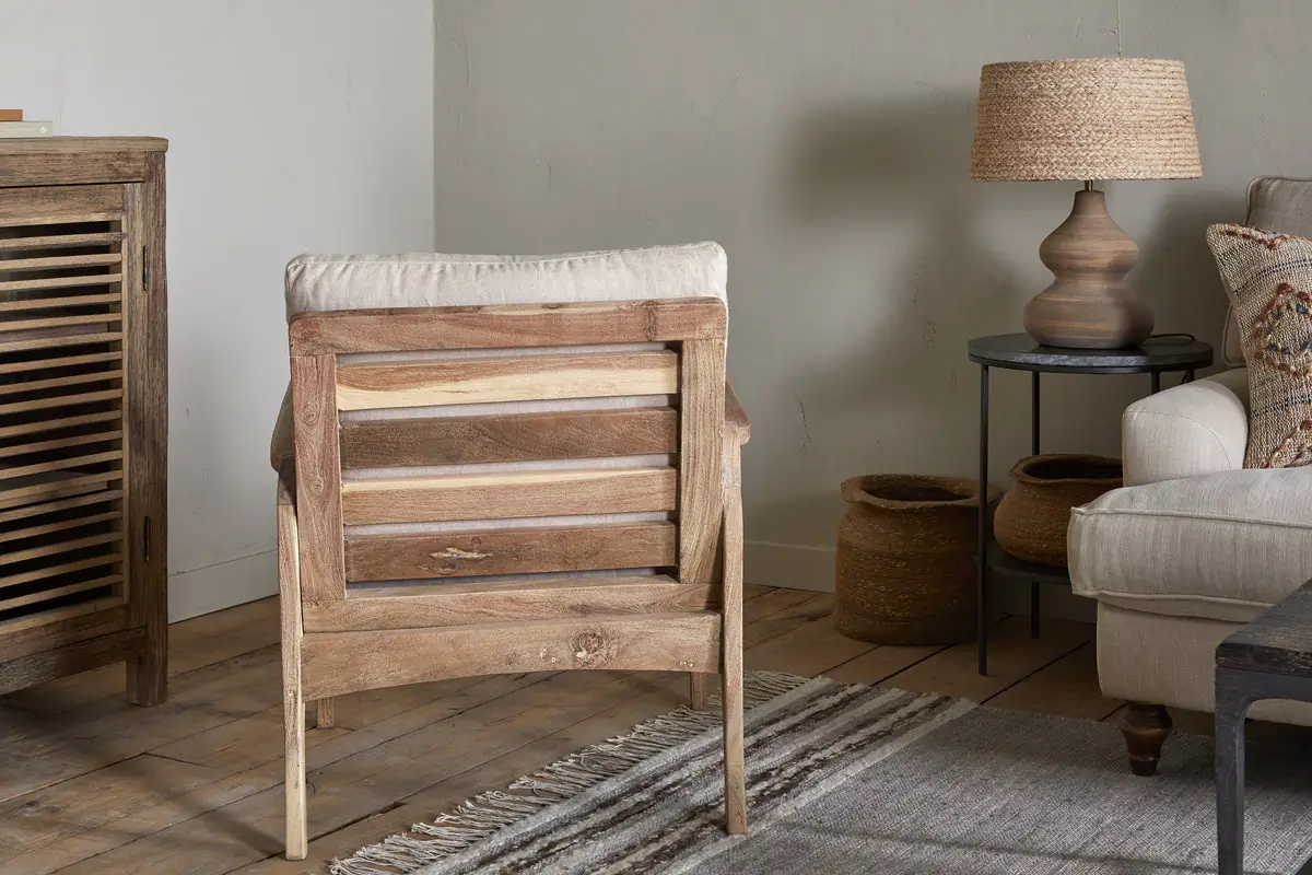 Nkuku - Jaya Acacia Wood & Linen Occasional Chair - Natural