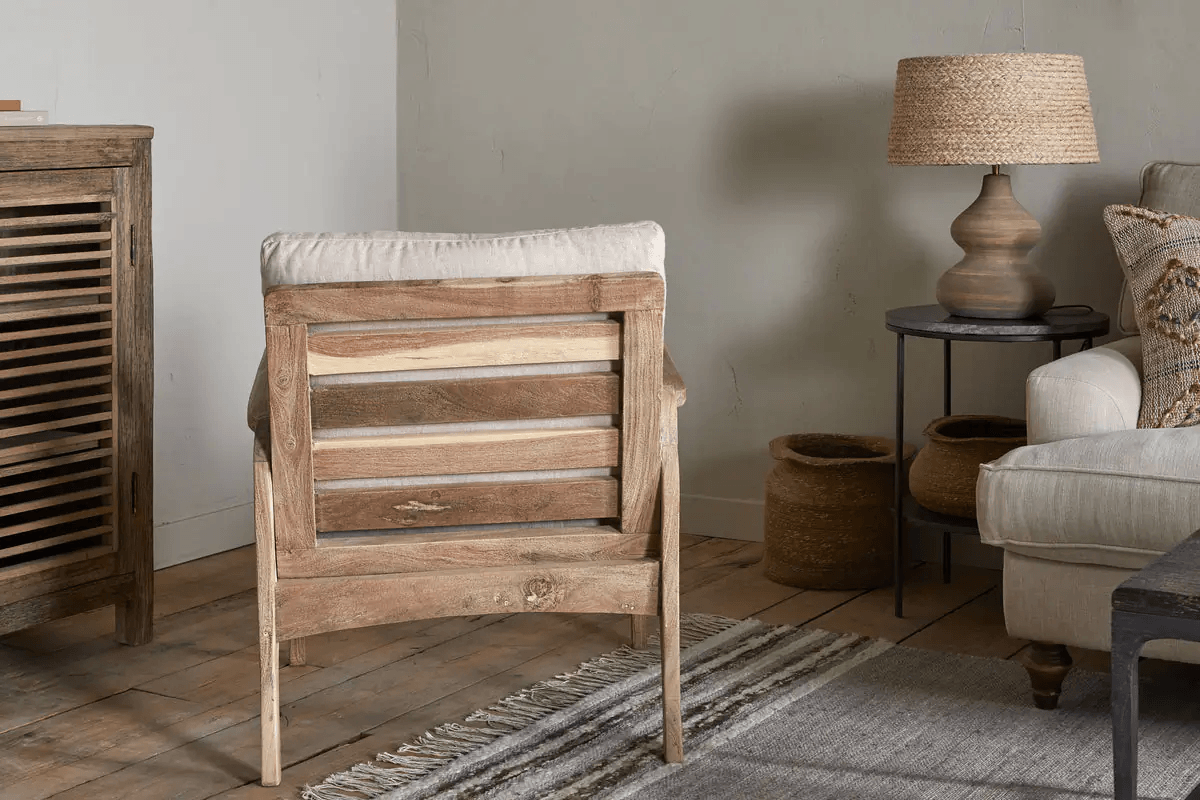 Nkuku - Jaya Acacia Wood & Linen Occasional Chair - Natural