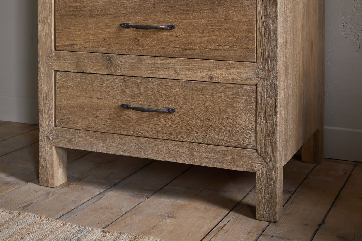 Nkuku - Iya Reclaimed Wood Tall Boy Chest of Drawers - Natural