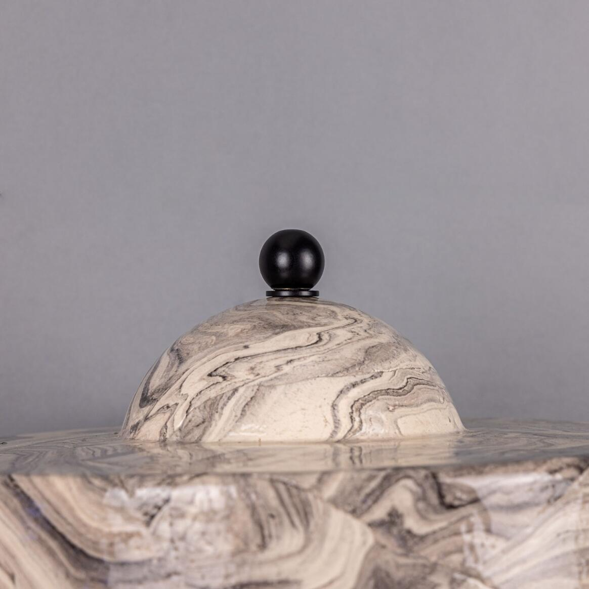 Mullan Seville Marbled Ceramic Mid-Century Modern Table Lamp - Powder Coated Matte Black Finish