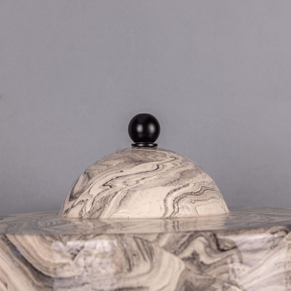 Mullan Seville Marbled Ceramic Mid-Century Modern Table Lamp - Powder Coated Matte Black Finish
