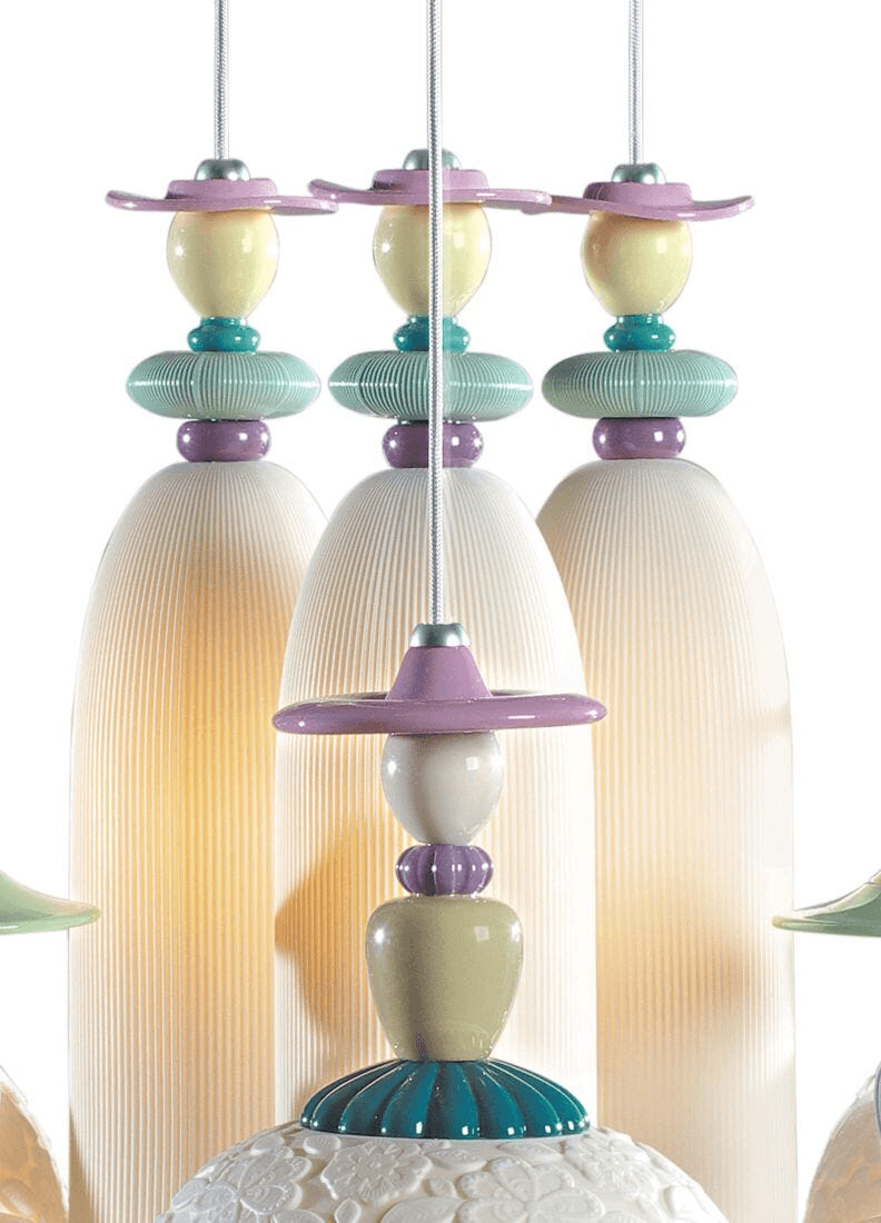 Lladró - Madermoiselle Chandelier - 9 Lights with colorful porcelain design and intricate details.