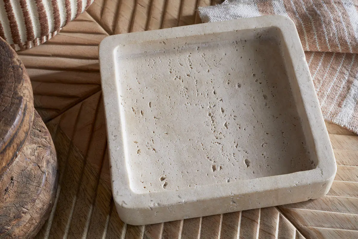 Nkuku - Ganda Travertine Vanity Tray - Cream - Small
