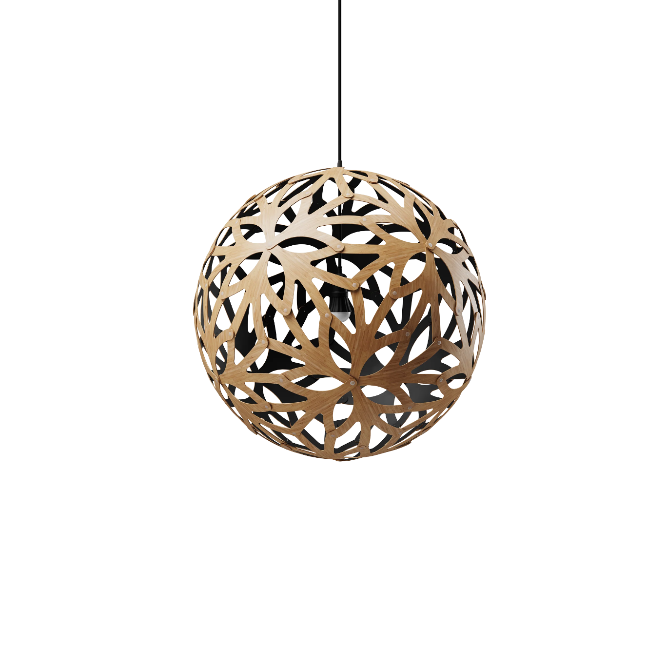 David Trubridge Floral Pendant Light - 1000mm (39") - Black 1 Side (Inside)