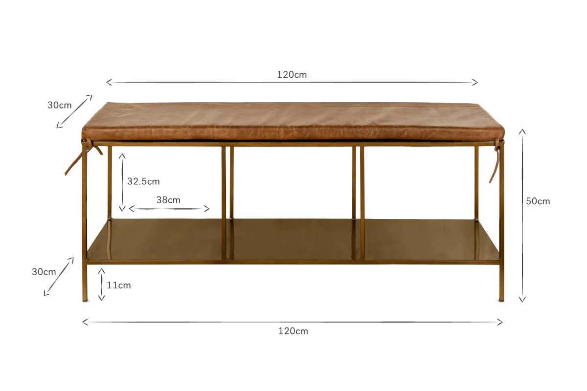 Nkuku - Mahi Iron & Leather Bench