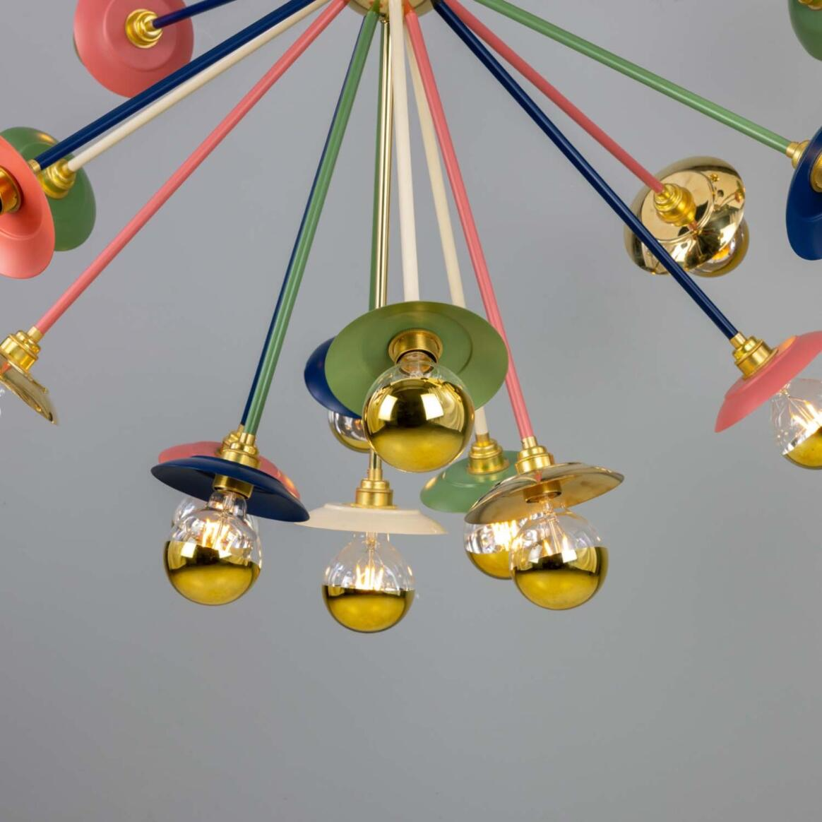 Mullan Tokyo Multi-Coloured 29-Arm Brass Sputnik Chandelier 120cm IP20 - Satin Brass Finish