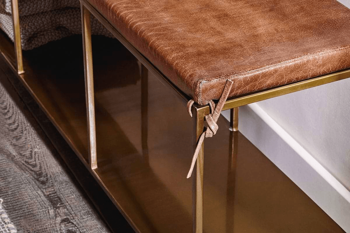 Nkuku - Mahi Iron & Leather Bench