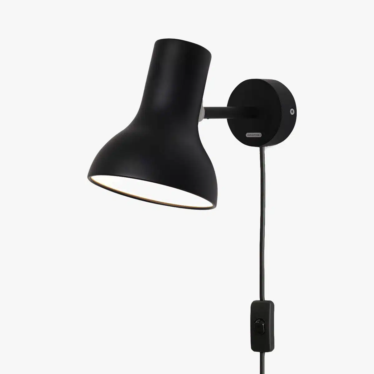 Anglepoise Light - Type 75 Mini Wall Light with Cable Jet Black - Jet Black Finish - Aluminium Shade