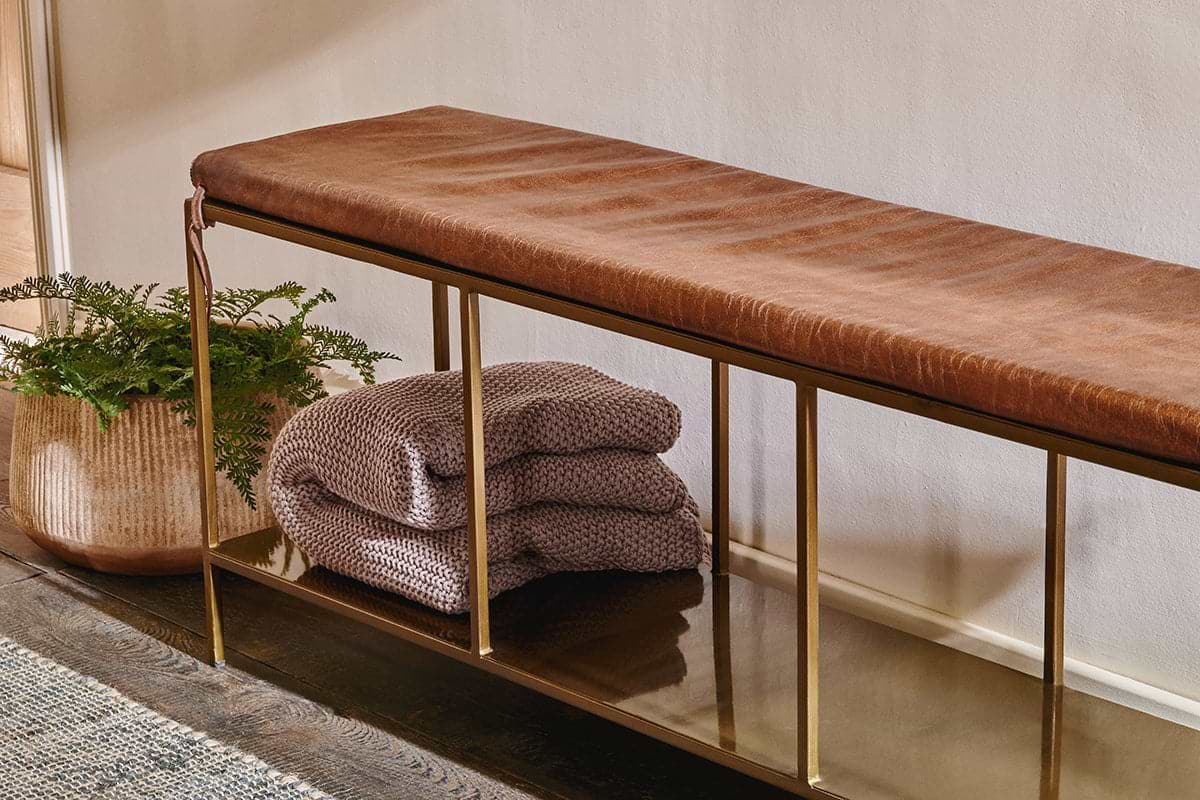 Nkuku - Mahi Iron & Leather Bench