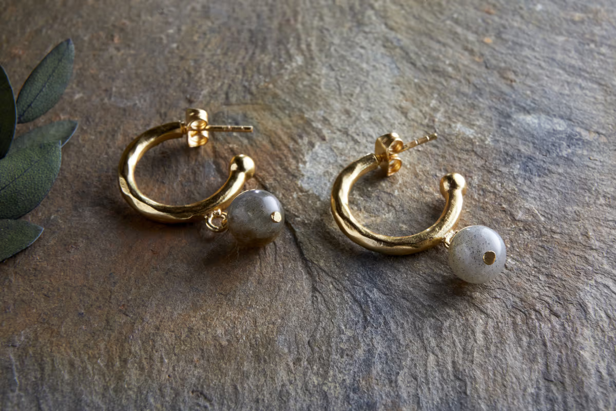 Nkuku - Marai Labradorite Earrings - Labradorite & Gold