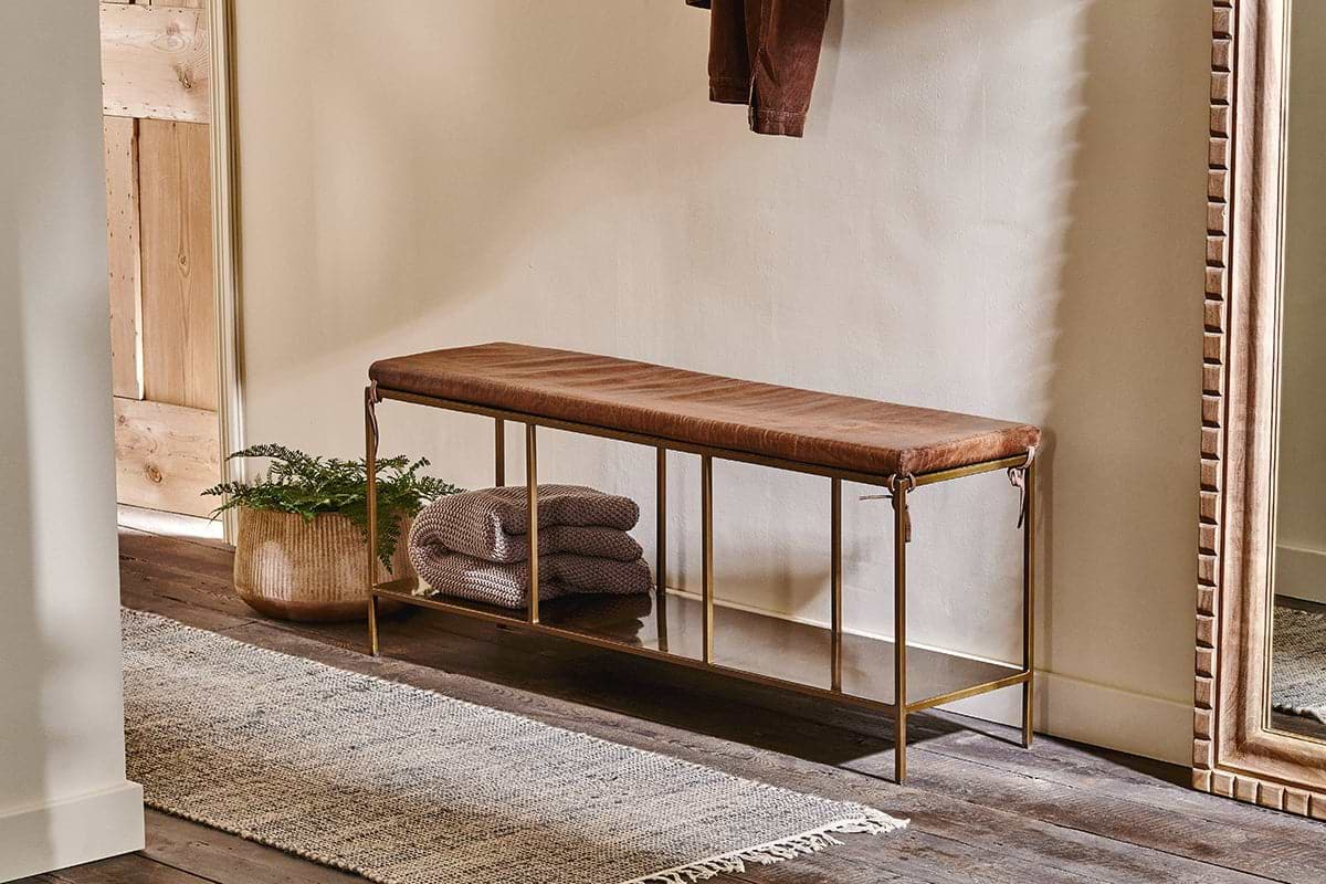 Nkuku - Mahi Iron & Leather Bench